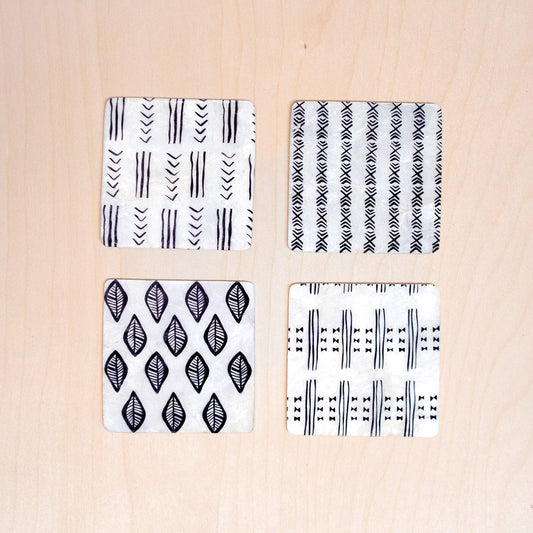 Capiz Coaster African Pattern, set of 4 - Shell Coasters